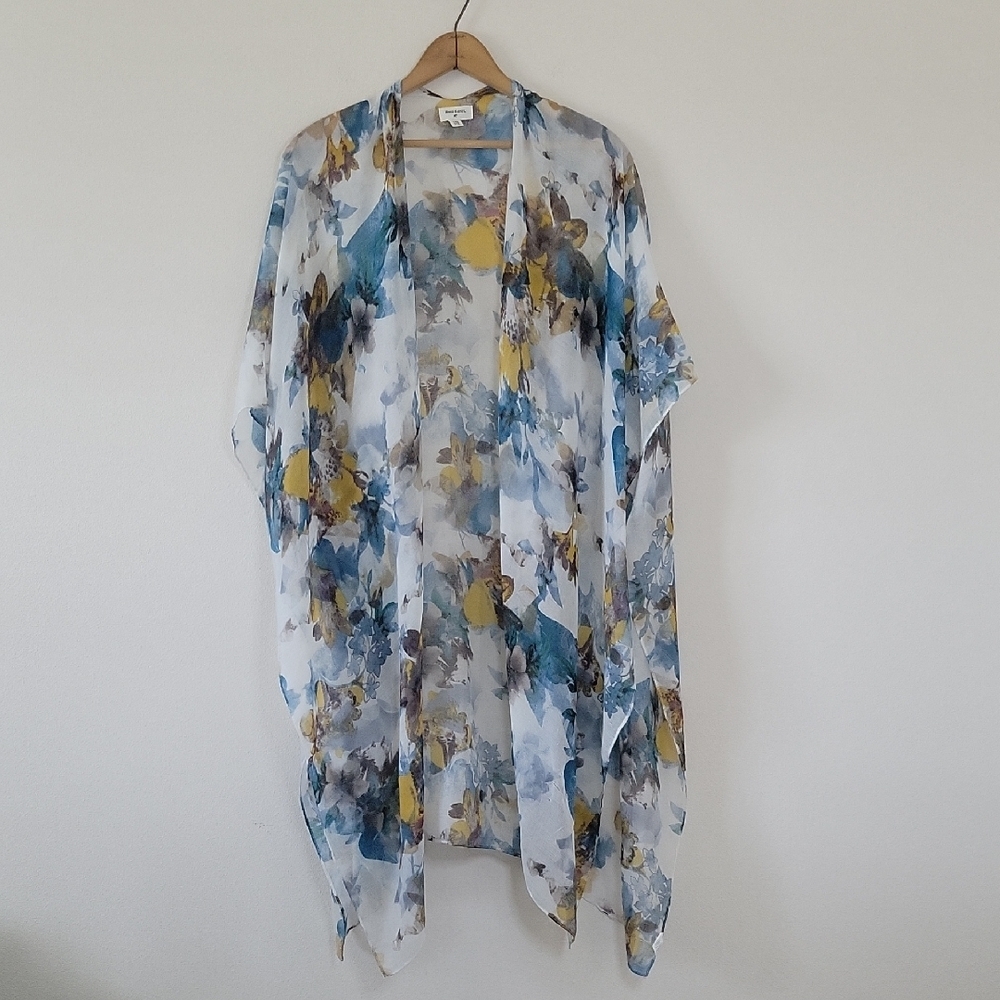 World Market Floral Sheer Open Front Kimono Coverup Cardigan OSFA‎